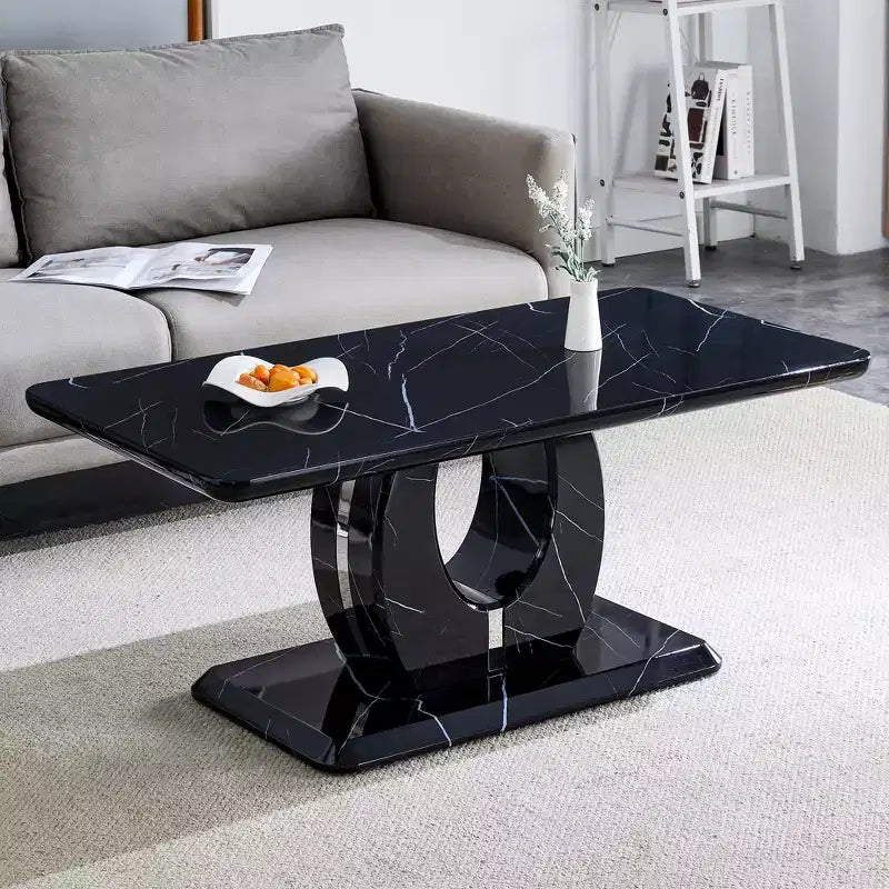 43W Couchtisch, Cocktailtisch, Mitteltisch, Marmoroptik/Holzstruktur, – Move & Interiors