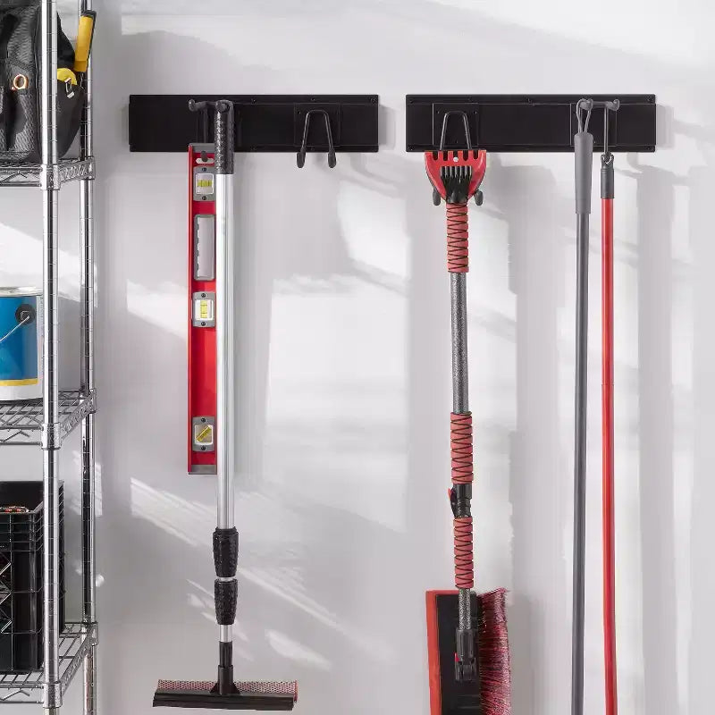 Gancio da Garage per Prolunga e Tubo: Organizzazione a Muro in Acciaio Verniciato a Polvere, Capacità 13,6 kg, Nero