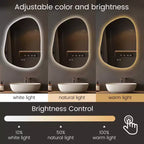 Specchio da bagno a LED irregolare da 55,88 x 76,20 cm, trasparente