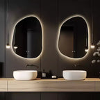 Specchio da bagno a LED irregolare da 55,88 x 76,20 cm, trasparente