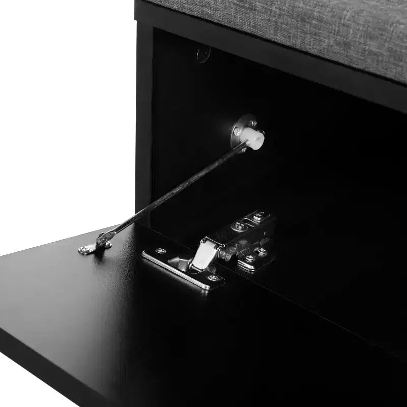 Panca contenitore 51W scarpiera mobiletto portascarpe organizzatore con cuscino, ripiani regolabili, ante ad arco e dispositivi di rimbalzo, bianco/nero