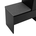 Panca contenitore 51W scarpiera mobiletto portascarpe organizzatore con cuscino, ripiani regolabili, ante ad arco e dispositivi di rimbalzo, bianco/nero