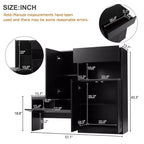 Panca contenitore 51W scarpiera mobiletto portascarpe organizzatore con cuscino, ripiani regolabili, ante ad arco e dispositivi di rimbalzo, bianco/nero