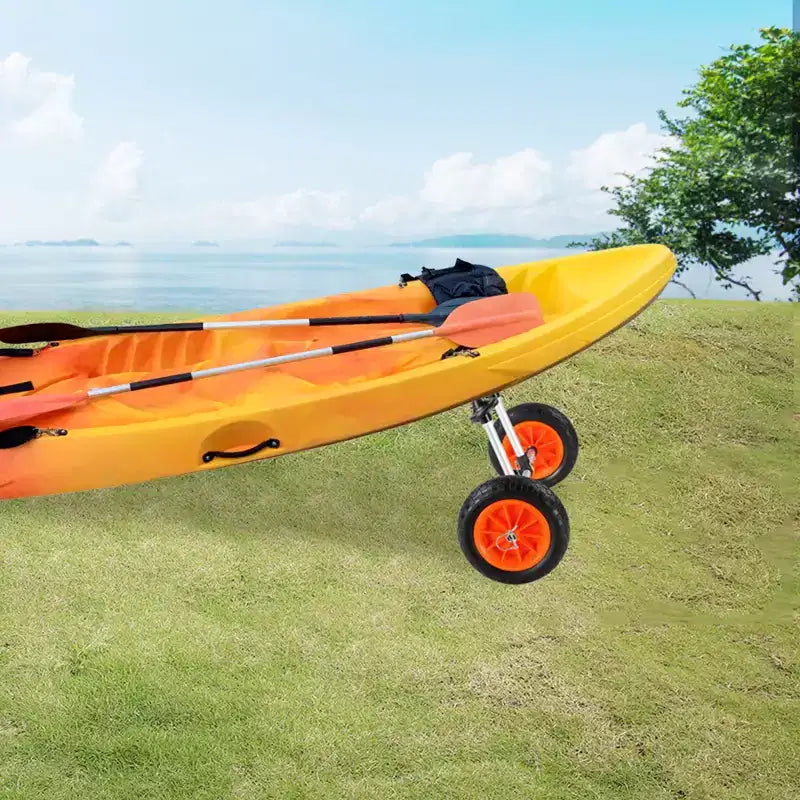 Carrello da trasporto per kayak resistente, capacità di carico 127 kg, carrello smontabile per canoa con ruote piene da 10", larghezza regolabile e protezione superiore in schiuma