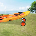 Carrello da trasporto per kayak resistente, capacità di carico 127 kg, carrello smontabile per canoa con ruote piene da 10", larghezza regolabile e protezione superiore in schiuma
