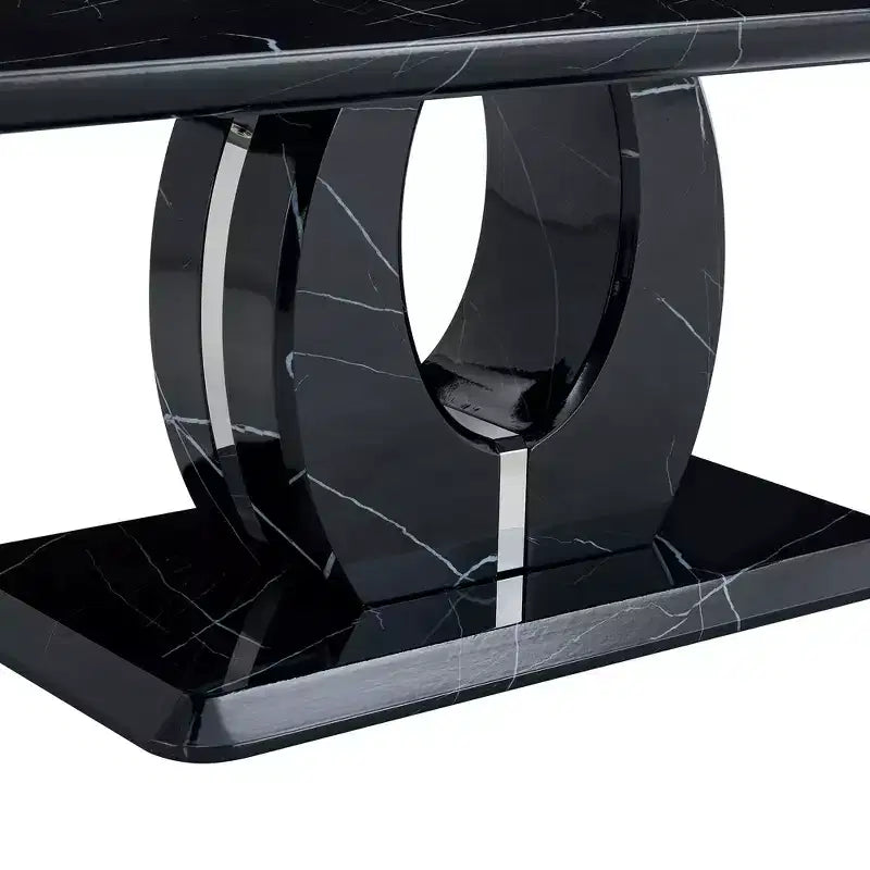 Tavolino da salotto 43W, motivo marmo/texture legno, minimalista, bianco/nero/noce