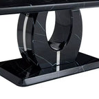 Tavolino da salotto 43W, motivo marmo/texture legno, minimalista, bianco/nero/noce