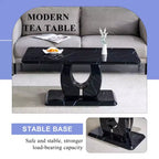Tavolino da salotto 43W, motivo marmo/texture legno, minimalista, bianco/nero/noce