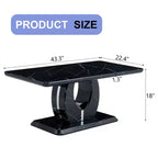 Tavolino da salotto 43W, motivo marmo/texture legno, minimalista, bianco/nero/noce