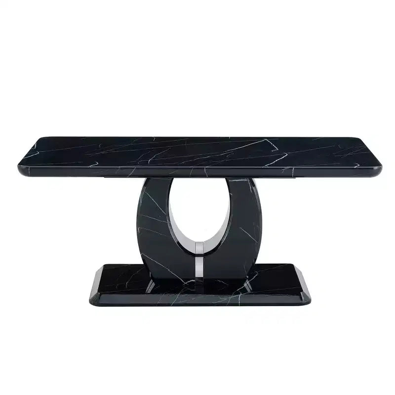 Tavolino da salotto 43W, motivo marmo/texture legno, minimalista, bianco/nero/noce