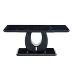 Tavolino da salotto 43W, motivo marmo/texture legno, minimalista, bianco/nero/noce