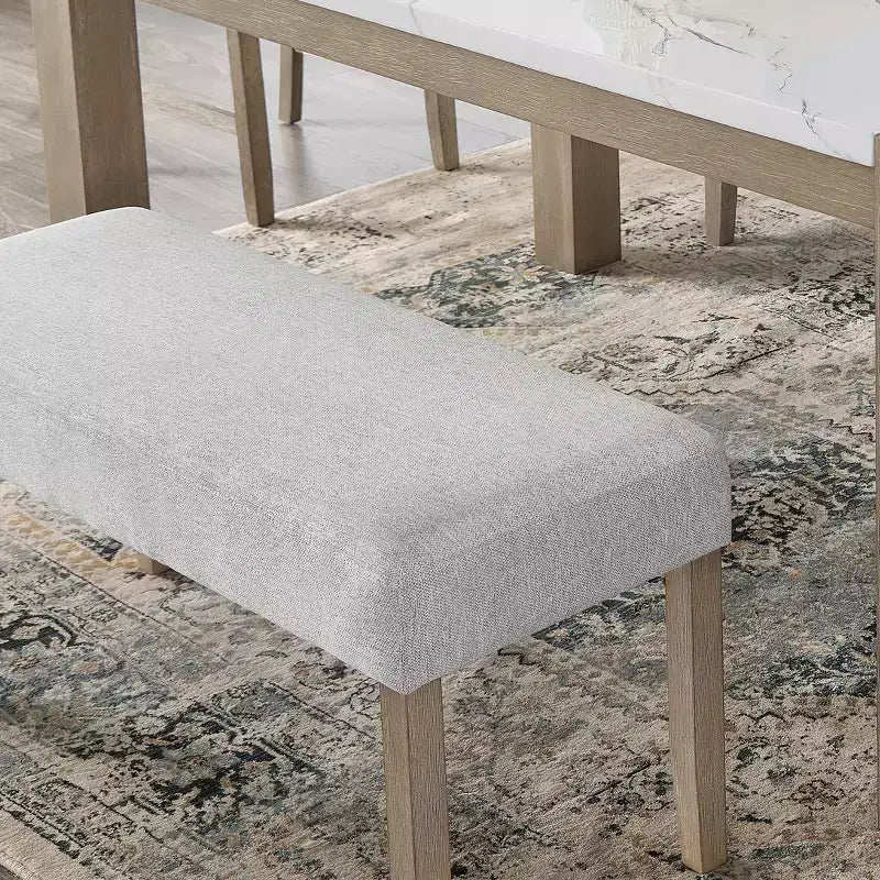 Panca imbottita, tessuto grigio chiaro con gambe in legno di gomma