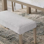 Panca imbottita, tessuto grigio chiaro con gambe in legno di gomma