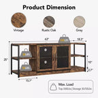 Mobile porta TV in stile rustico per TV da 65/75 pollici, mobile TV con armadietto e ante a rete, tavolino mobile porta TV in stile industriale