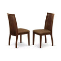 HomeStock Ipswich Dining Room Chairs Linen Fabric Solid Wood Chairs Set of 2 Mahogany