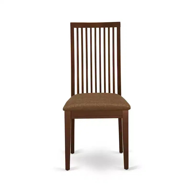 Sedie da sala da pranzo in lino, sedie in legno massello, set da 2, mogano