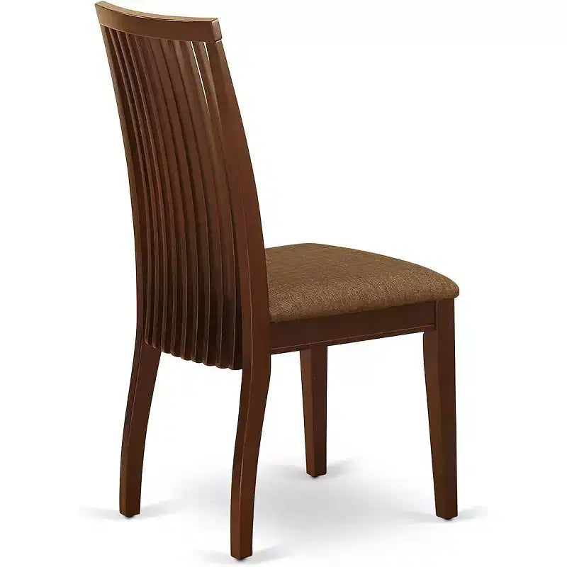 Sedie da sala da pranzo in lino, sedie in legno massello, set da 2, mogano