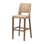 Sgabello da bar in rattan e legno di mogano grigio Kubu/tortora rustico