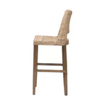 Sgabello da bar in rattan e legno di mogano grigio Kubu/tortora rustico