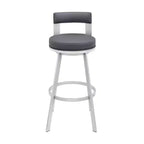 Sgabello da bar girevole in metallo con similpelle, altezza bancone, 66 cm, argento/grigio
