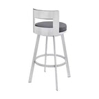 Sgabello da bar girevole in metallo con similpelle, altezza bancone, 66 cm, argento/grigio