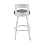 Sgabello da bar girevole in metallo con similpelle, altezza bancone, 66 cm, argento/grigio