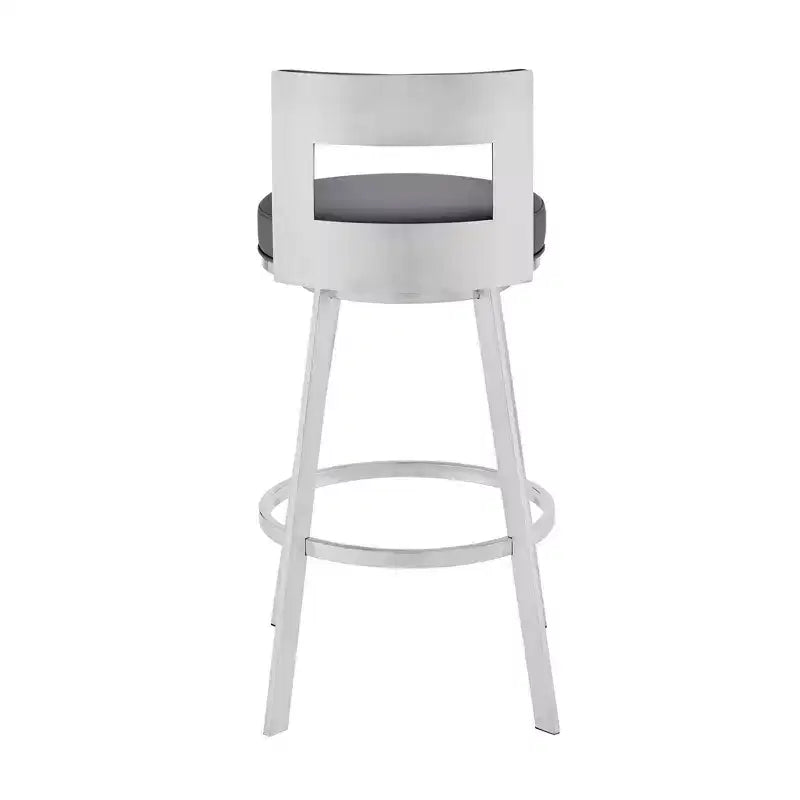 Sgabello da bar girevole in metallo con similpelle, altezza bancone, 66 cm, argento/grigio