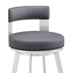 Sgabello da bar girevole in metallo con similpelle, altezza bancone, 66 cm, argento/grigio