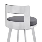 Sgabello da bar girevole in metallo con similpelle, altezza bancone, 66 cm, argento/grigio