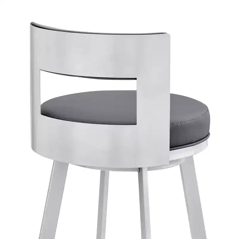 Sgabello da bar girevole in metallo con similpelle, altezza bancone, 66 cm, argento/grigio