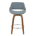 Set di 2 sgabelli da bar altezza bancone noce/blu: Girevoli imbottiti, Adatti per la cucina