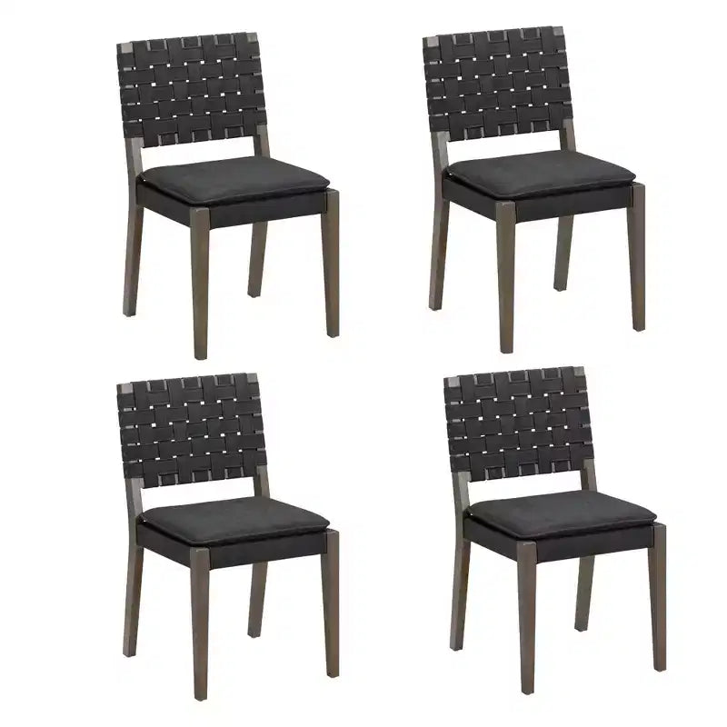 Set di 4 sedie da pranzo in similpelle nere