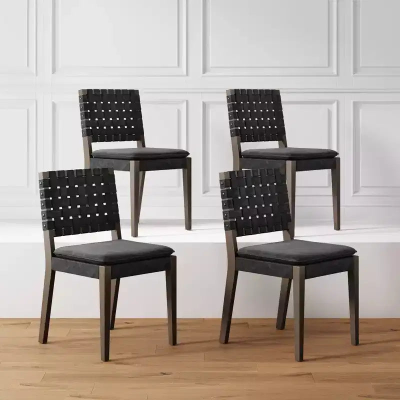 Set di 4 sedie da pranzo in similpelle nere