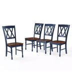 Set di 4 Sedie da Pranzo Blu Scuro: Design Tradizionale, Struttura in Legno di Gomma, Schienale a X
