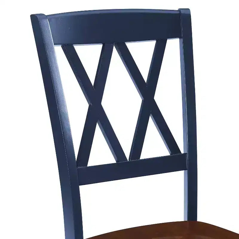 Set di 4 Sedie da Pranzo Blu Scuro: Design Tradizionale, Struttura in Legno di Gomma, Schienale a X