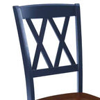 Set di 4 Sedie da Pranzo Blu Scuro: Design Tradizionale, Struttura in Legno di Gomma, Schienale a X