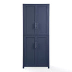Dispensa da cucina alta 170 cm blu scuro: Design rustico tradizionale, impiallacciatura in legno, struttura in MDF, 3 ripiani regolabili