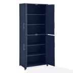 Dispensa da cucina alta 170 cm blu scuro: Design rustico tradizionale, impiallacciatura in legno, struttura in MDF, 3 ripiani regolabili