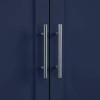 Dispensa da cucina alta 170 cm blu scuro: Design rustico tradizionale, impiallacciatura in legno, struttura in MDF, 3 ripiani regolabili
