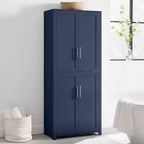 Dispensa da cucina alta 170 cm blu scuro: Design rustico tradizionale, impiallacciatura in legno, struttura in MDF, 3 ripiani regolabili