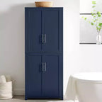 Dispensa da cucina alta 170 cm blu scuro: Design rustico tradizionale, impiallacciatura in legno, struttura in MDF, 3 ripiani regolabili