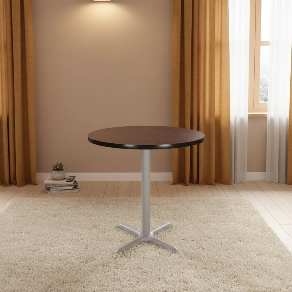 Tavolo da pranzo rotondo 36" con base a X Grigio/Mogano