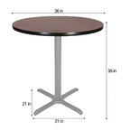 Tavolo da pranzo rotondo 36" con base a X Grigio/Mogano