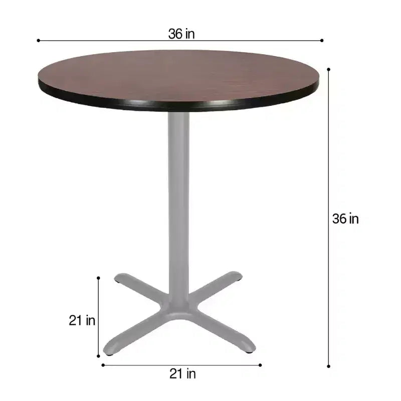 Tavolo da pranzo rotondo 36" con base a X Grigio/Mogano