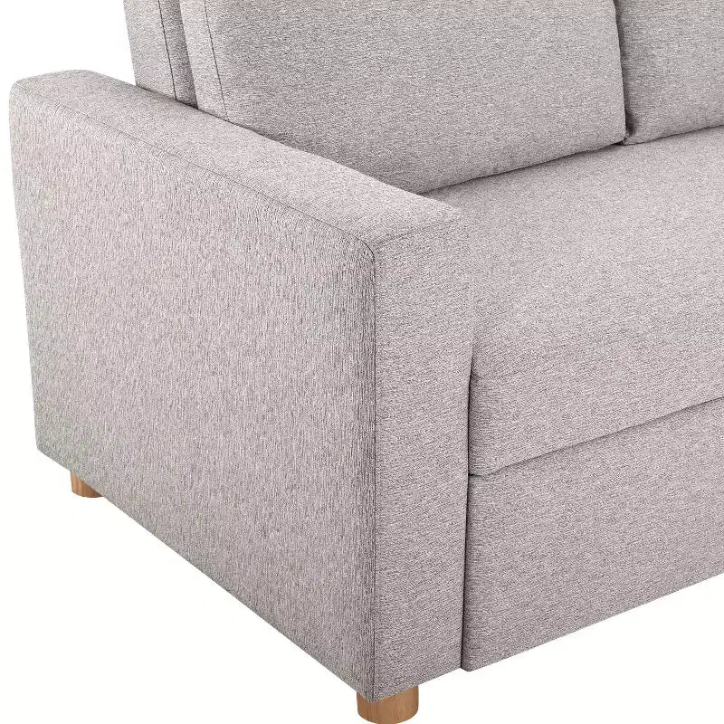 Divano trasformabile grigio chiaro in tessuto intrecciato