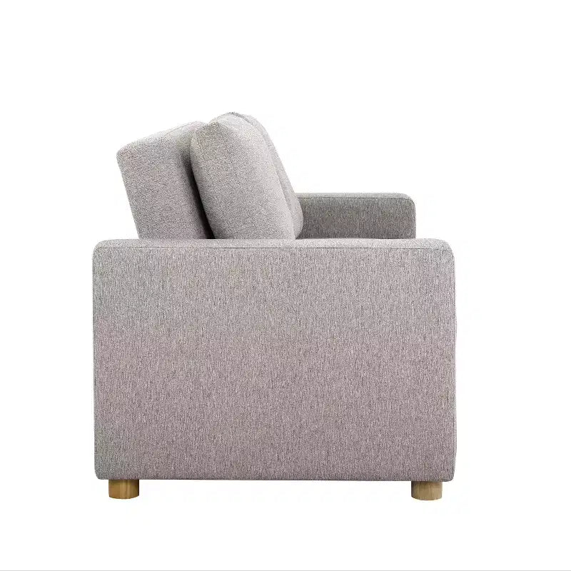 Divano trasformabile grigio chiaro in tessuto intrecciato