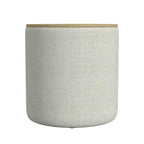 Pouf Contenitore con Piano in Legno Grigio Chiaro: Rivestito, Rotondo, Imbottito, Struttura in Legno