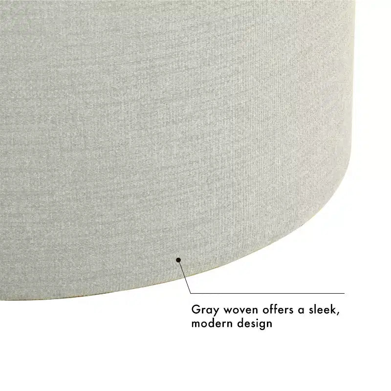 Pouf Contenitore con Piano in Legno Grigio Chiaro: Rivestito, Rotondo, Imbottito, Struttura in Legno
