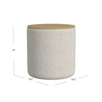 Pouf Contenitore con Piano in Legno Grigio Chiaro: Rivestito, Rotondo, Imbottito, Struttura in Legno