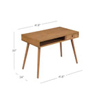 Scrivania Mid-Century con Cassetto Acacia Marrone Chiaro: Piano in MDF, Gambe in Legno Massello, Mobili per Ufficio Domestico